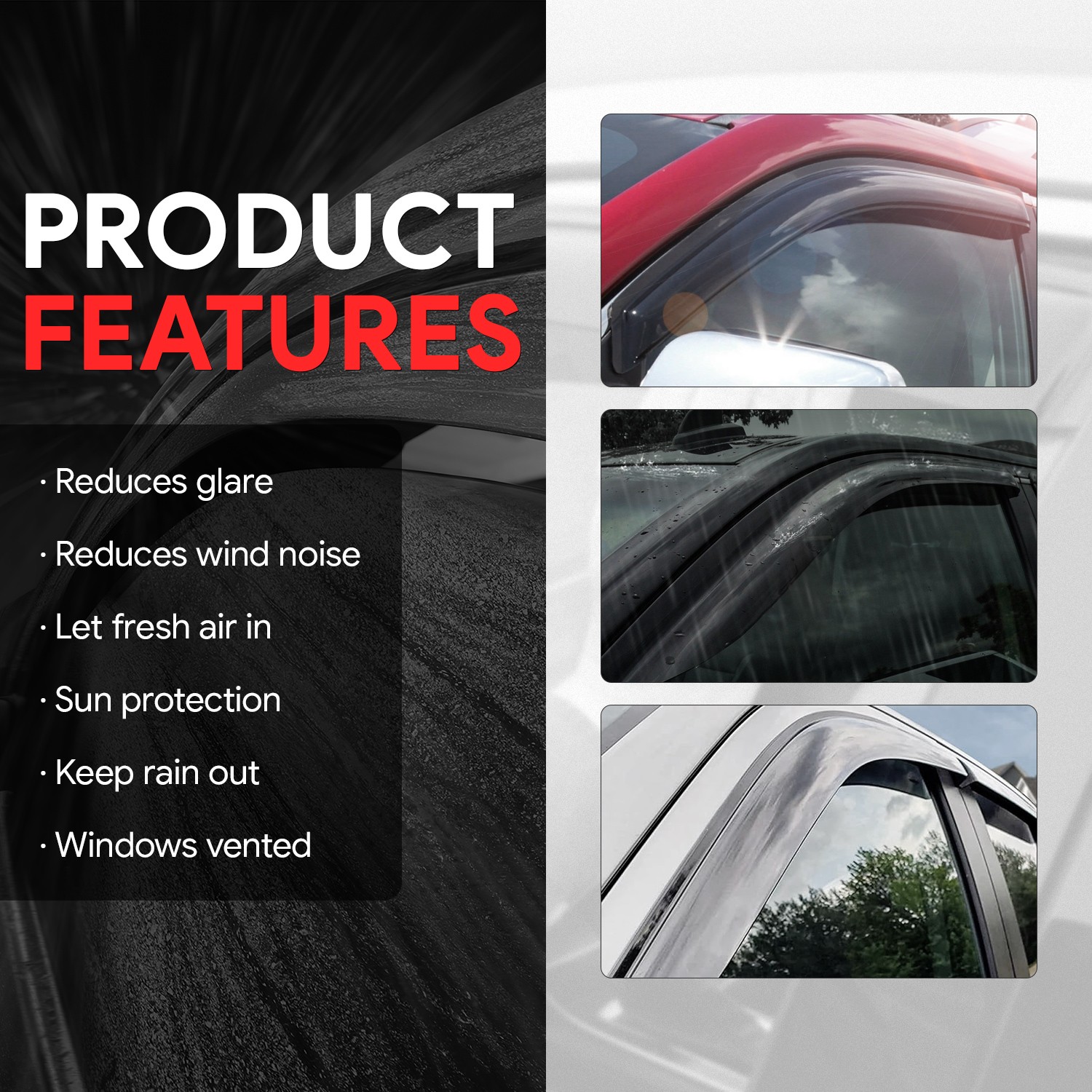 For 07-14 Silverado Sierra Suburban Yukon XL 3M Adhesive Tape 4 Window Visors