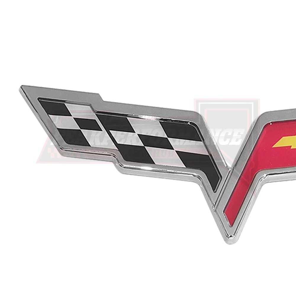 Front/Rear Crossed Flags Emblem for C6 Corvette 2005-2013 3D Raised Badge DECAL