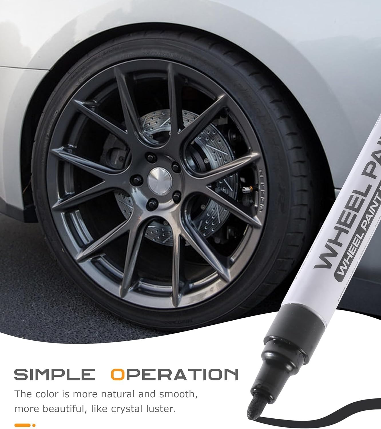 Quick Drying Rim Touch Up Paint Pen – Glossy Finish for Car Wheels, Bright Black