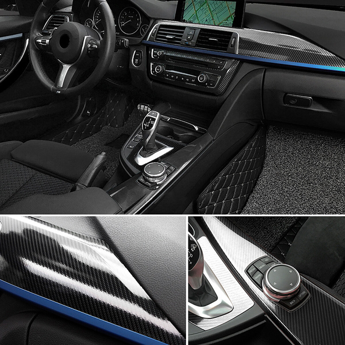 30*152cm Auto Accessorie 7D Carbon Fibre Sticker Car Interior Color Turn Sticker