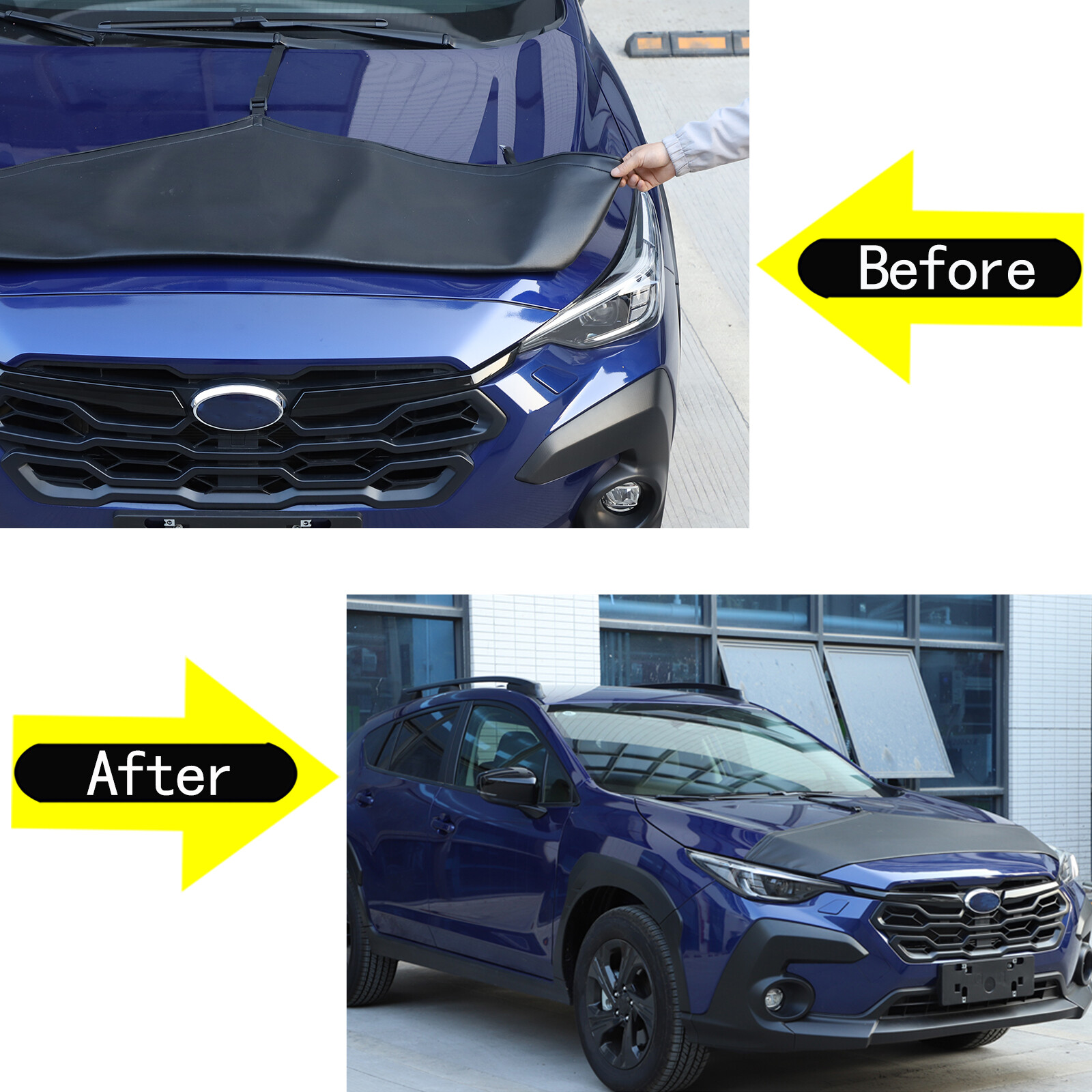 PU Leather Hood Bra Protector Bug Deflector Fits For Subaru Crosstrek 2024+