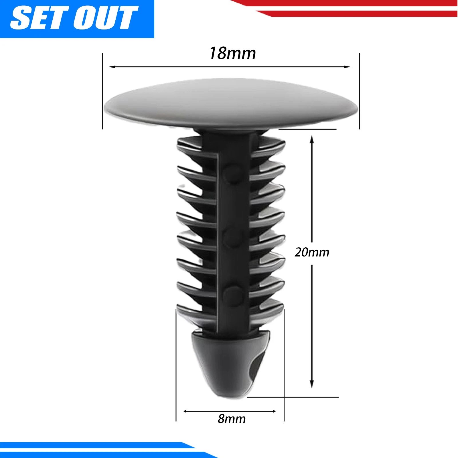 100x 8mm Bumper Clips Auto Car Hole Plastic Rivets Fastener Fender Push Pin US