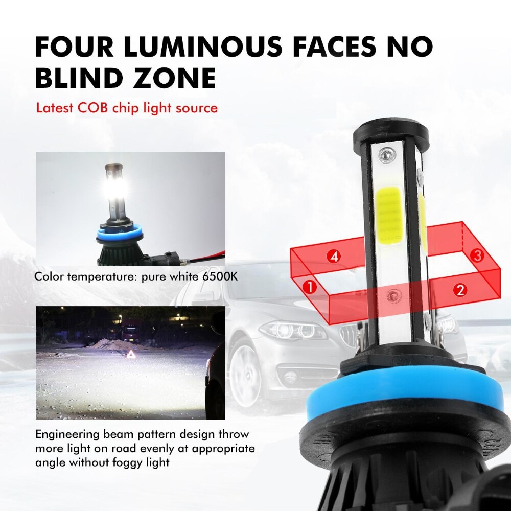 H11 360° LED Headlight Kit Low Beam Bulbs Super Bright 6500K Bulbs Free Return
