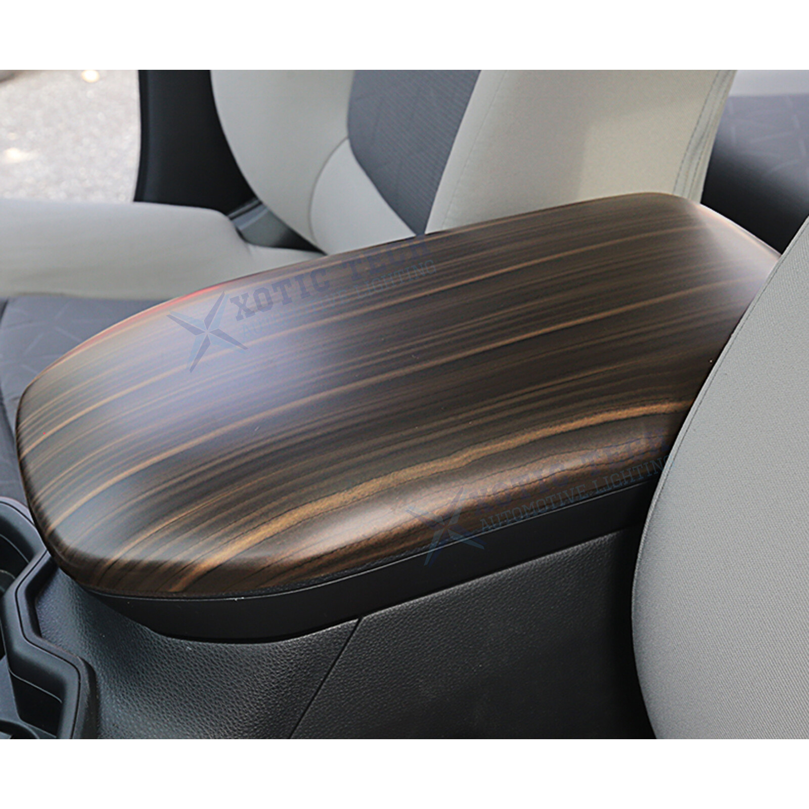 Black Wood Grain Center Armrest Box Cover Trim Overlay For Toyota RAV4 2019-2023