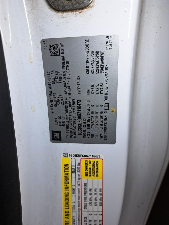 2016 Silverado Truck/Pickup 2500 Fuel Filler Door Sku#4471146