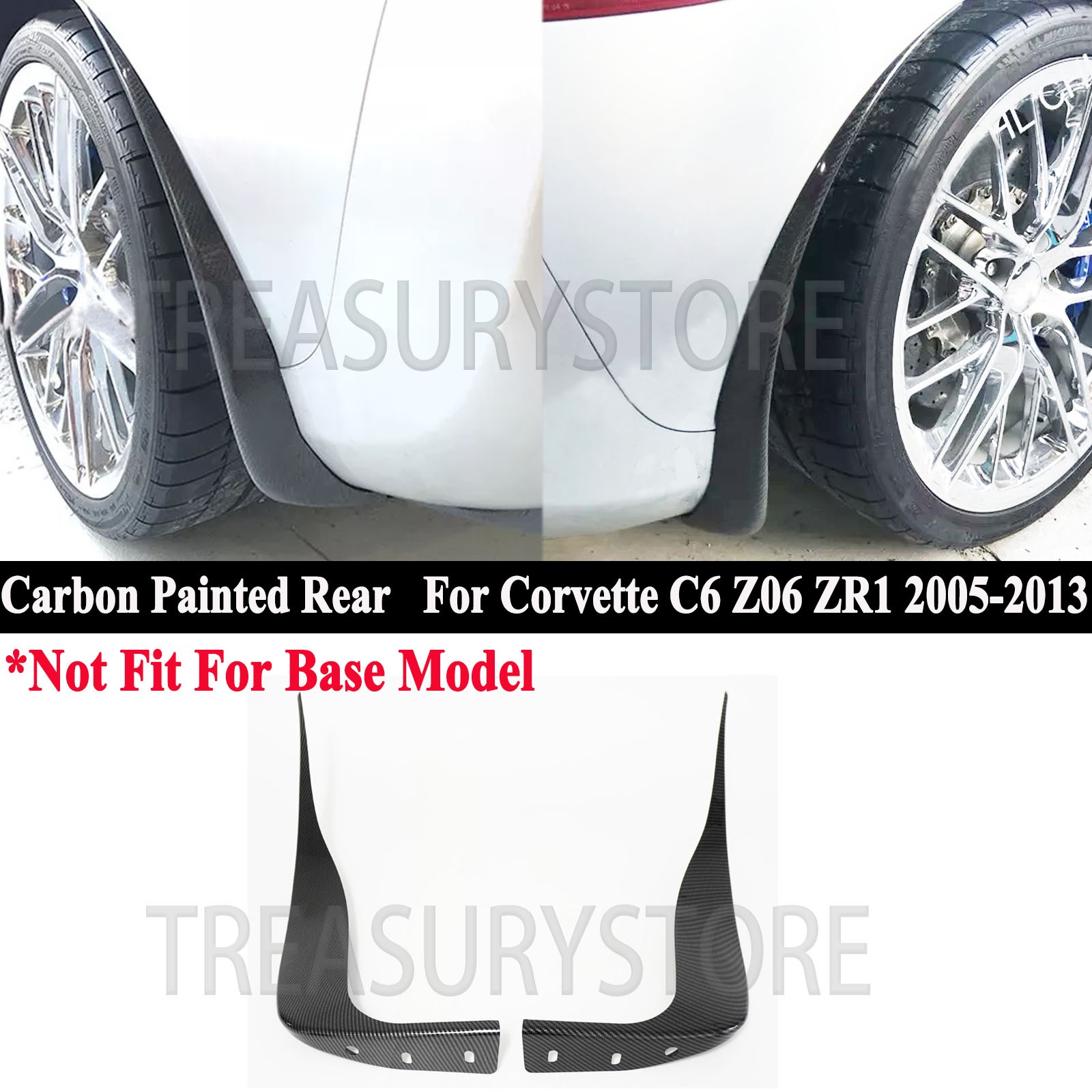For Corvette C6 Z06 ZR1 2005-2013 Painted Carbon Rear Side Splash Guard Mud Flap