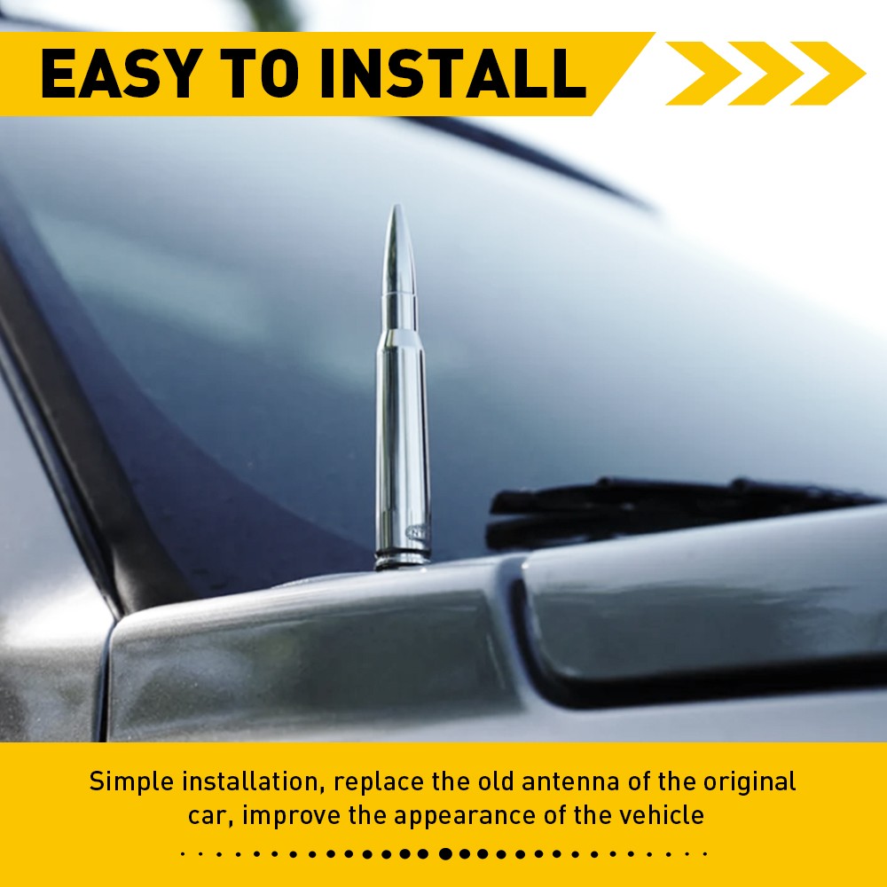 1-10x Chrome Bullet Antenna Silver For Chevy Silverado Sierra 1500/2500/3500/GMC