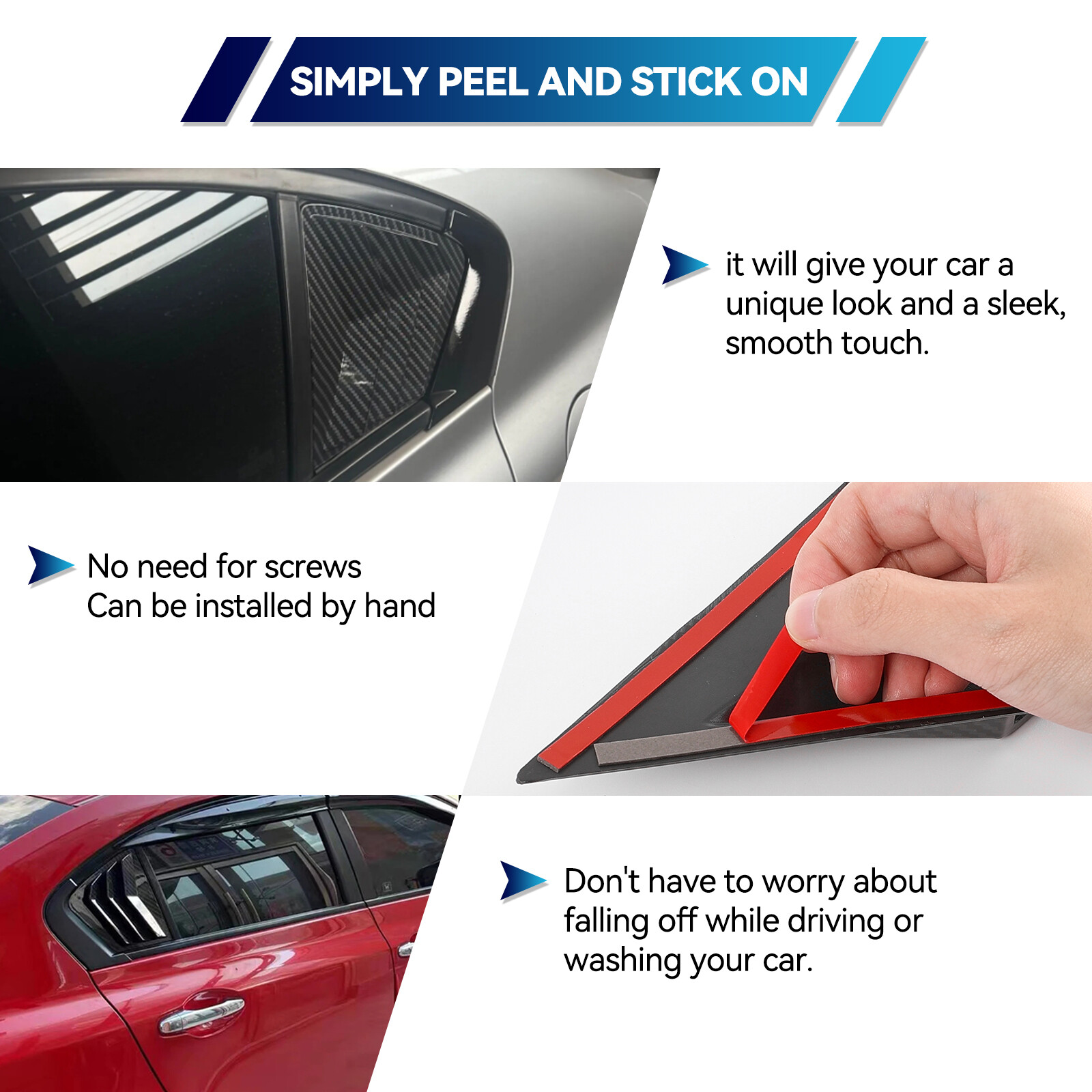 Air Vent Window Louver Cover Carbon Fiber L+R For HONDA Civic 2011-2015 Car Side
