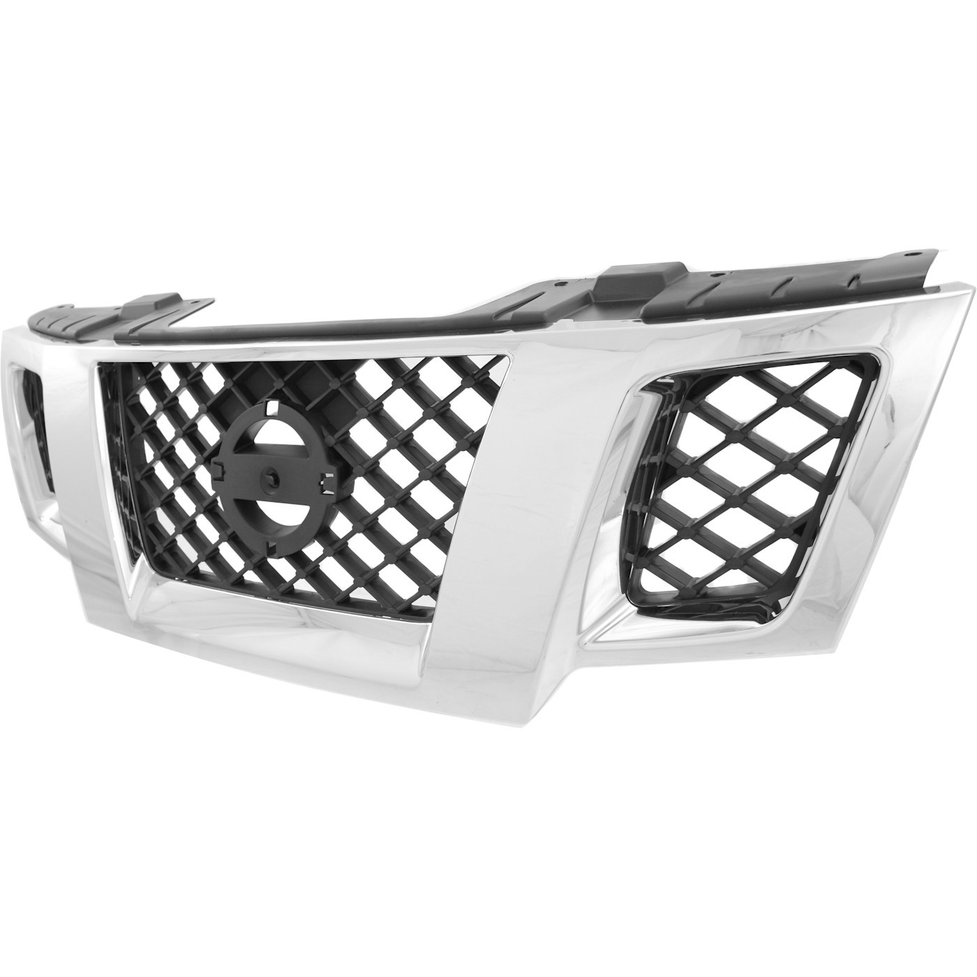 Grille For 2009-2016 Nissan Frontier Chrome Shell w/ Black Insert Plastic