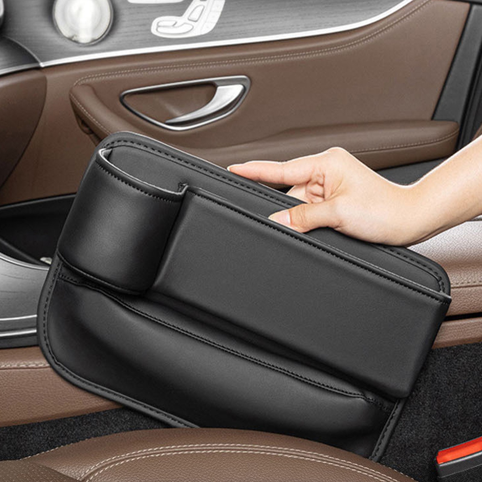 Driver Side Leather Car Seat Organizer Box Gap Storage Pocket Holder Accessories