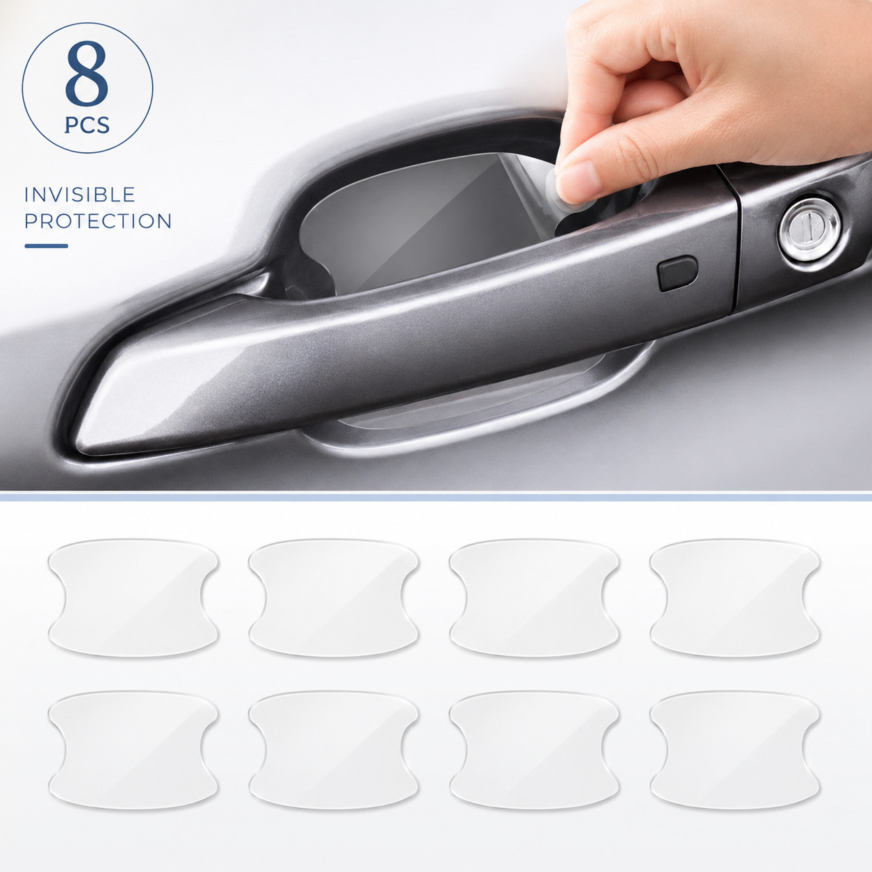 Universal 8Pcs Car Door Handle Protector Clear Anti Scratch Invisible Sticker
