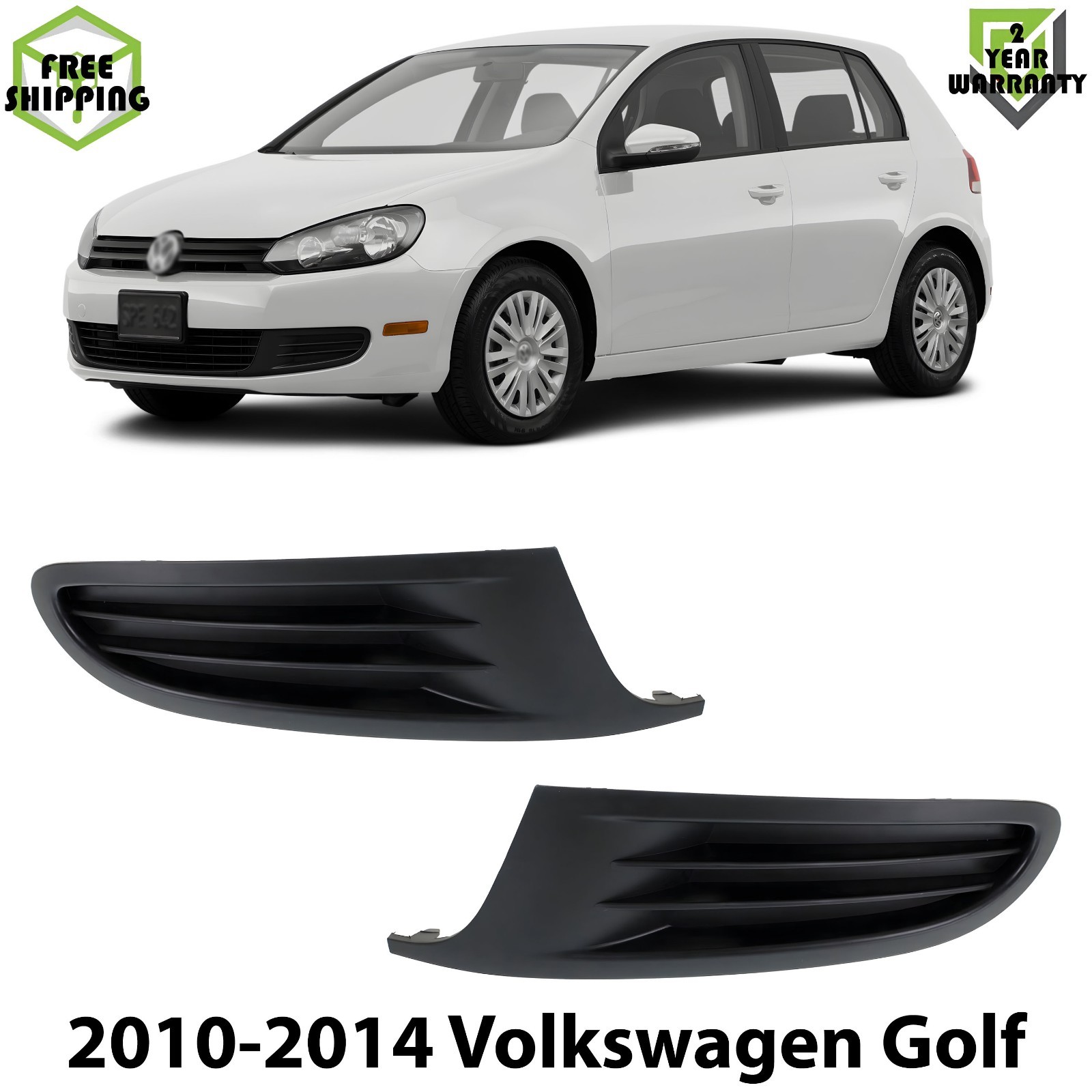 Front Fog Lights Cover Textured Left & Right Side For 2010-2014 Volkswagen Golf