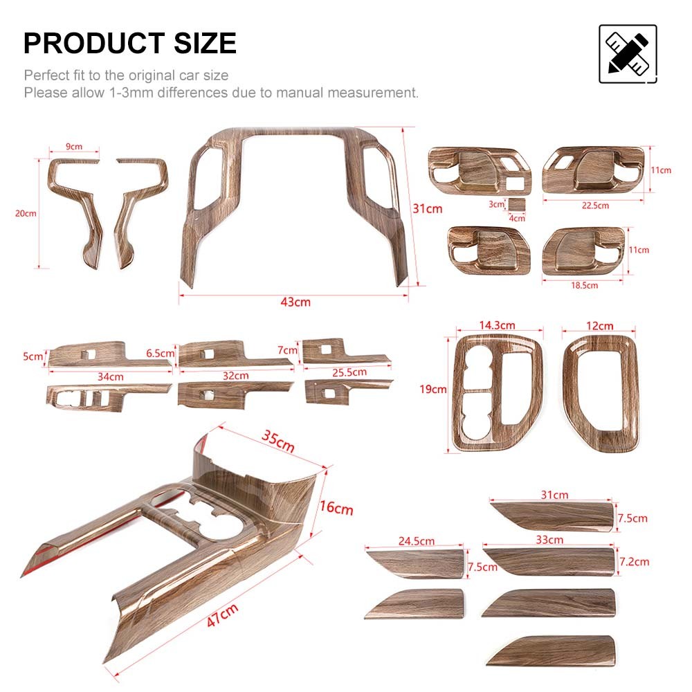 Wood Grain Interior Center Console Dash Trim Cover Kit For Chevy Silverado 19+