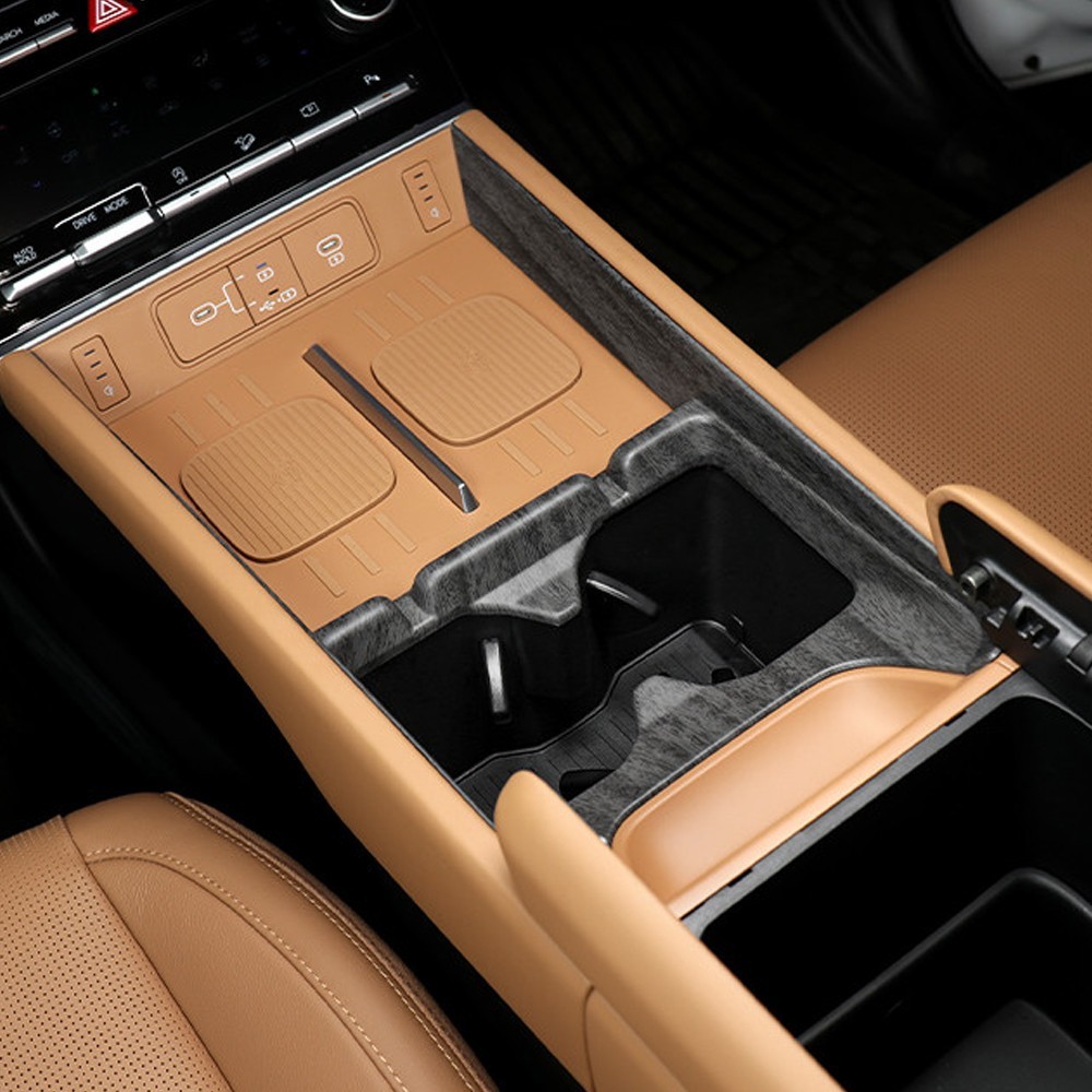 Matte Wood Grain Front Water Cup Holder Cover Trim For Hyundai Santa FE MX5 2024