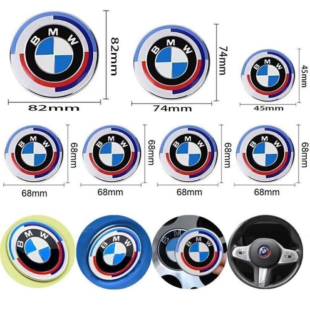 7PCS For 50th Anniversary Emblem Centre Caps Badges Set 82mm 74mm 68mm 45mm
