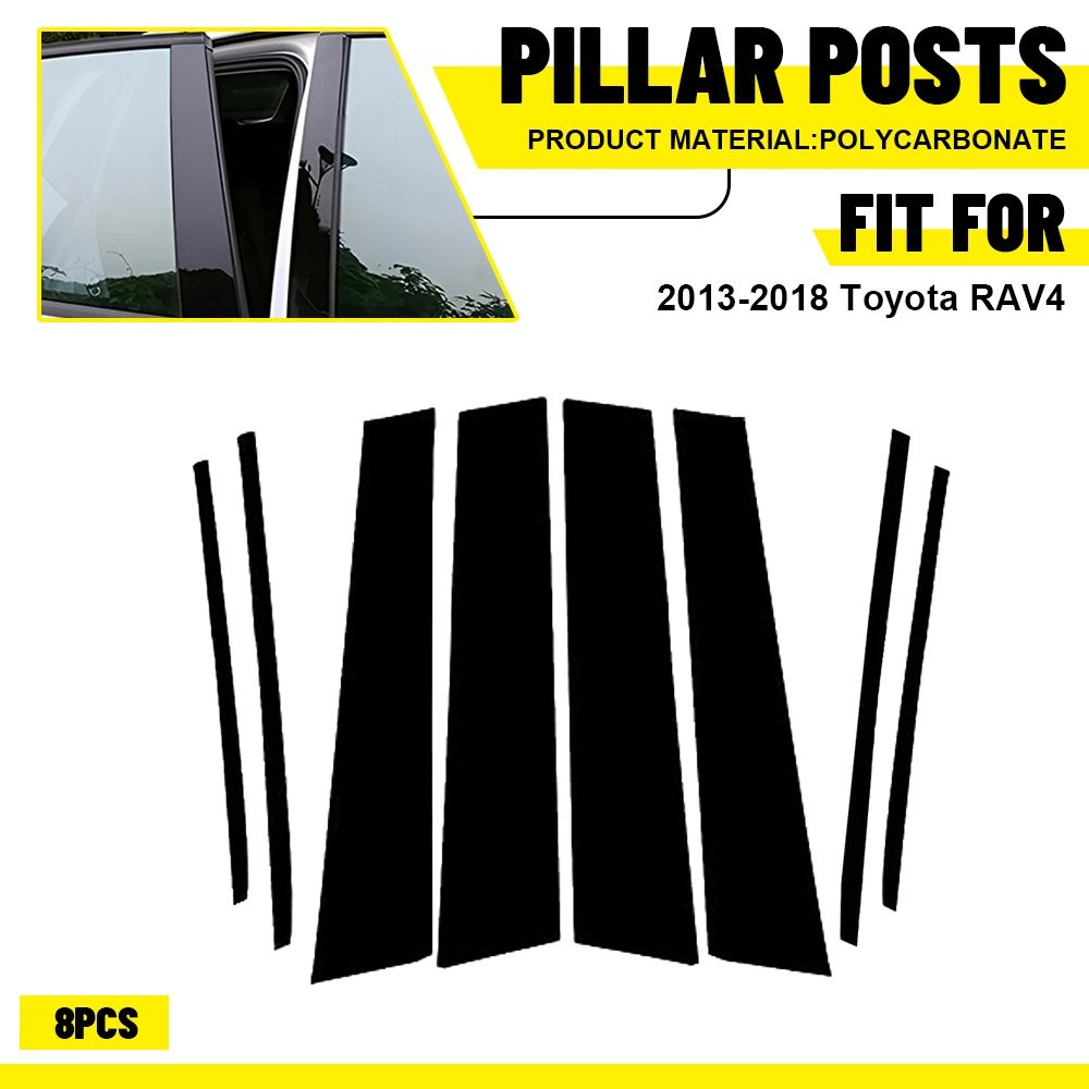 Bright Black Pillar Post for 2013 2014 2015-2018 Toyota RAV4 Door Trim Cover