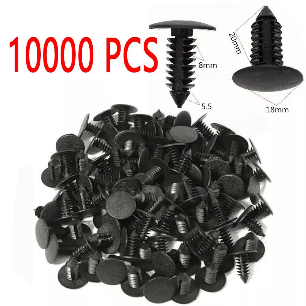 1000 8mm Bumper Clips Auto Car Hole Plastic Rivets Fastener Fender Push Pin NEW
