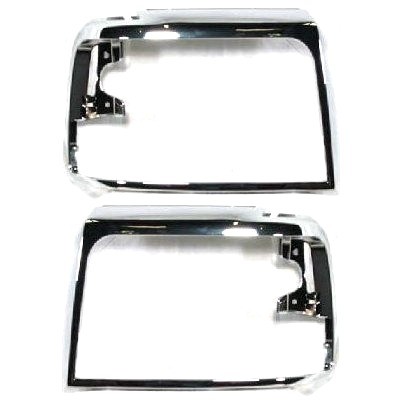 NEW CHROME HEADLIGHT BEZELS TRIM RH LH SET FOR 92-96 FORD F150 F250 F350 BRONCO
