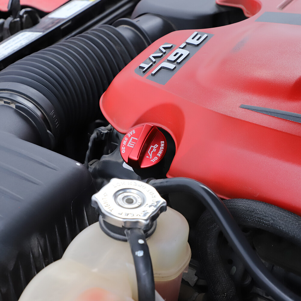 Red Aluminium Alloy Engine Bay Cnc Oil Cap Cover Trim Kit Fit for Dodge Charger