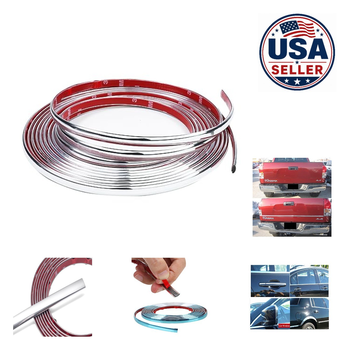Automotive Chrome Trim Molding 25 Feet 1/2 Inch Wide ABS Plastic UV Protected