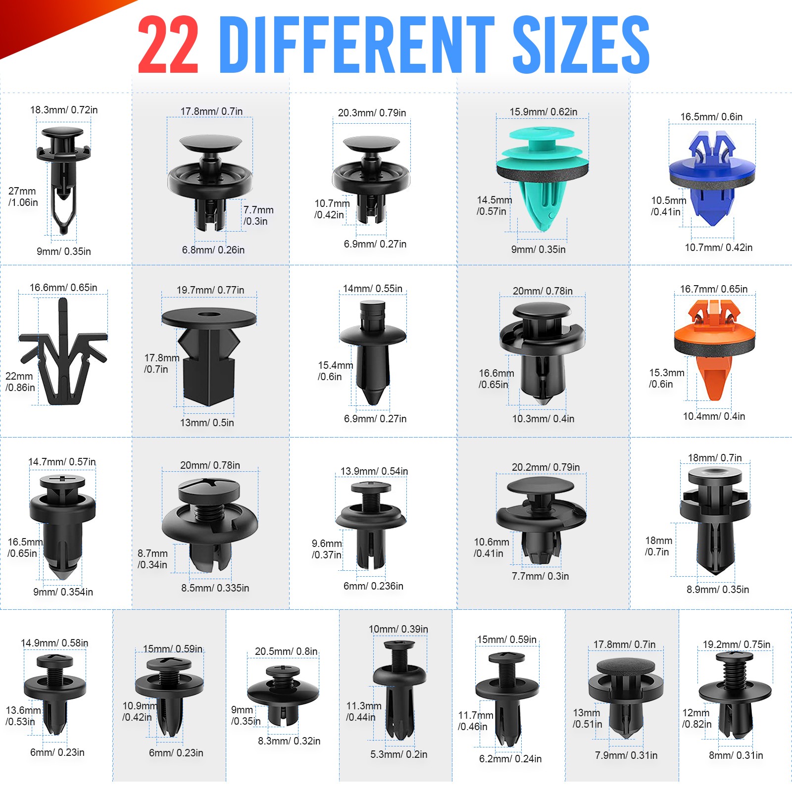 MICTUNING 680Pcs Auto Mount Clips Fasteners Removal Tool Kit Rivets Clamps Kit