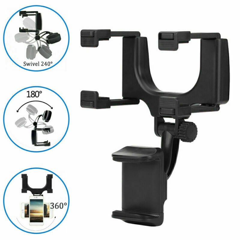 360° Car Rear View Mirror Mount Holder Stand for Apple iPhone Android Phone