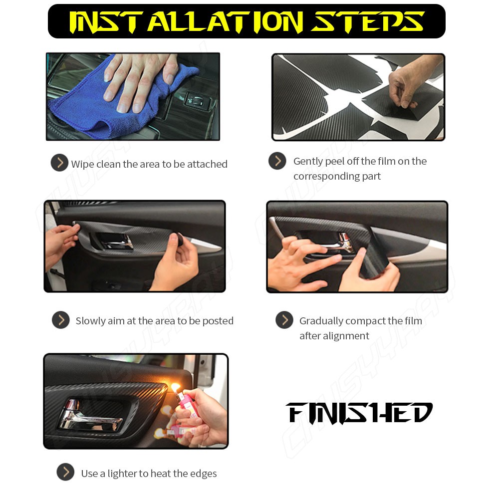 Premium Fibra De Carbono For Car Vinilo Para Autos Carros Negro 30*152 cm 7D