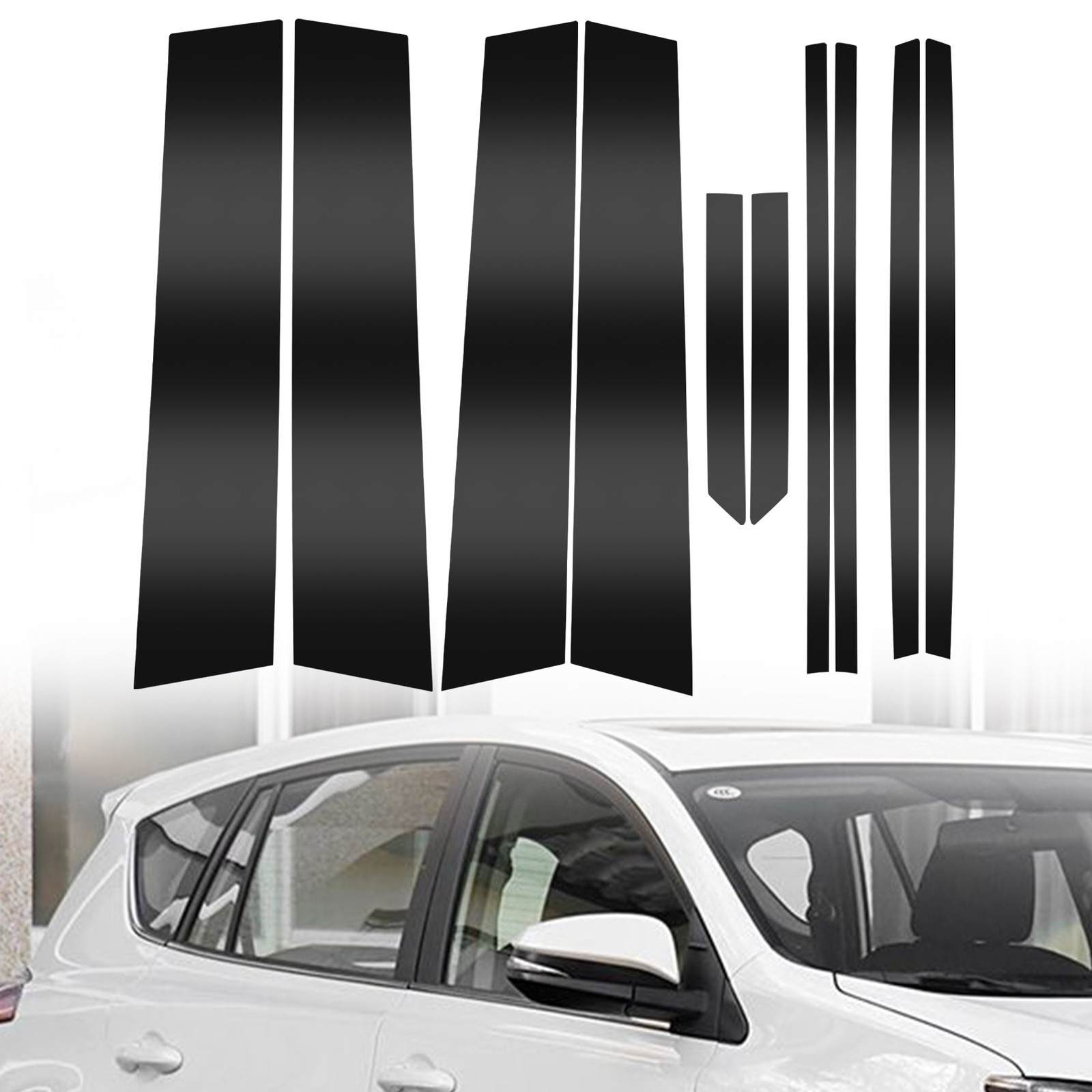 For 2019-2021 Toyota RAV4 10pcs Matte Black Pillar Posts Window Door Trim Cover