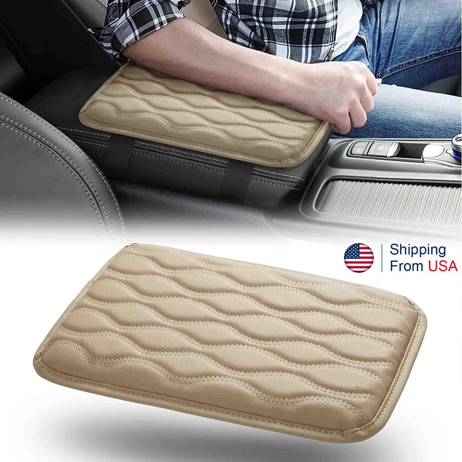 PU Leather Auto Armrest Pad Cover Center Console Box Cushion Mat Car Accessories