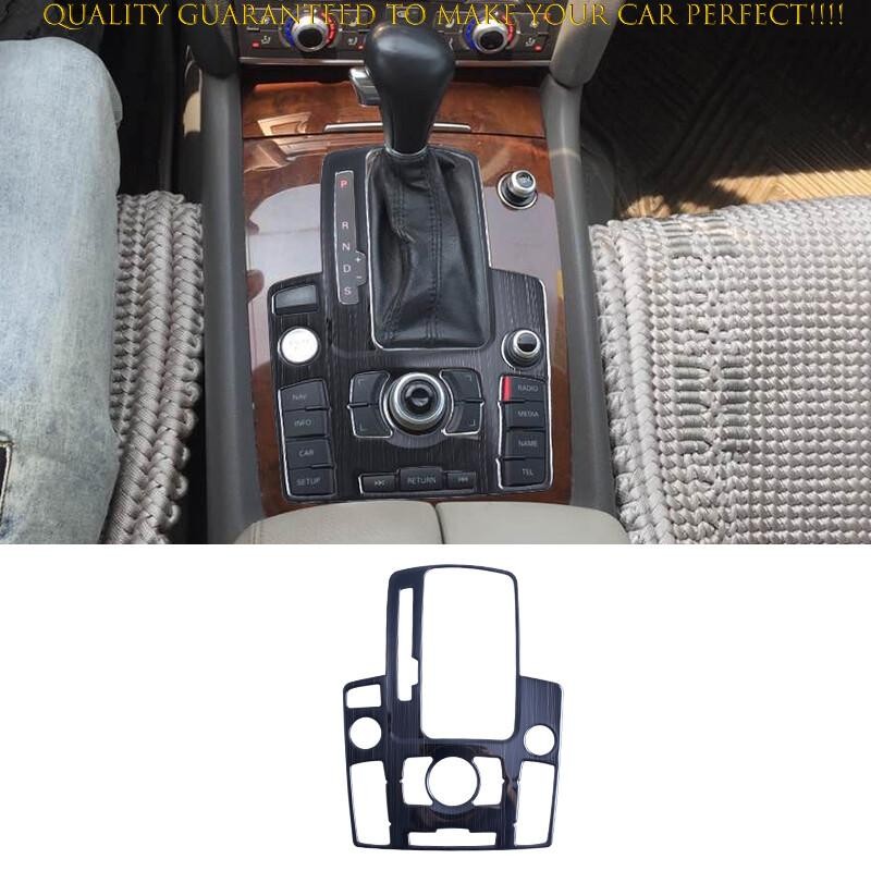Fit For Audi Q7 2006-2015 Black Steel Central Console Gear Shift Panel Trim 1PCS