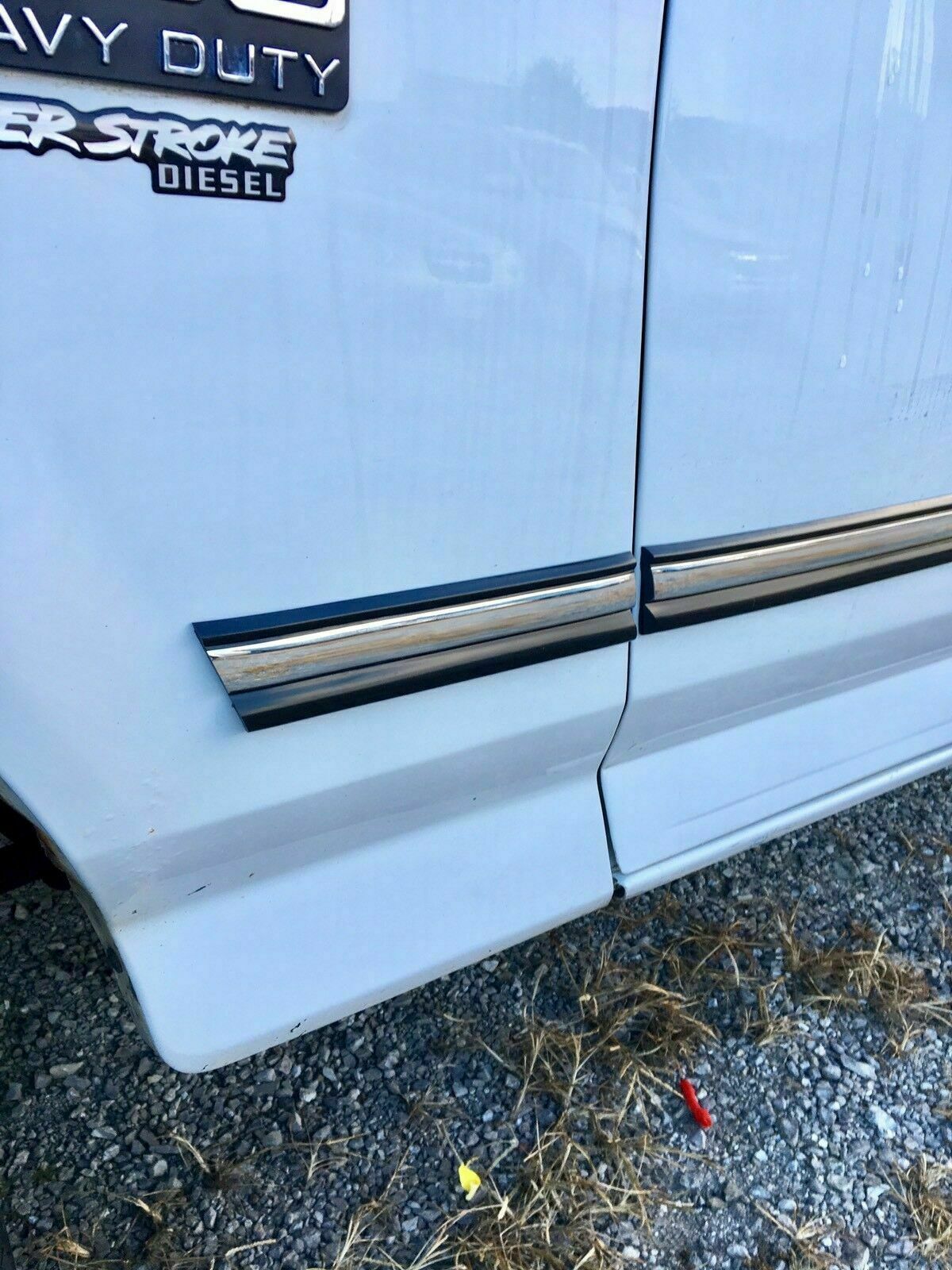 Pre-Cut Black Chrome Body Side Molding Trim 1992-98 Ford F250 Crew Cab Long Bed
