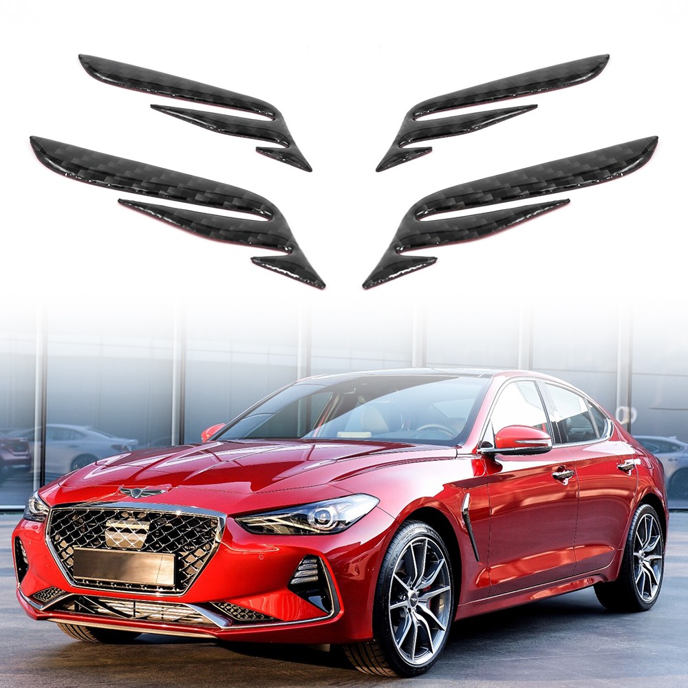 4PCS Carbon Fiber Front Rear Grille Decorative Sticker For 2019-2023 Genesis G70
