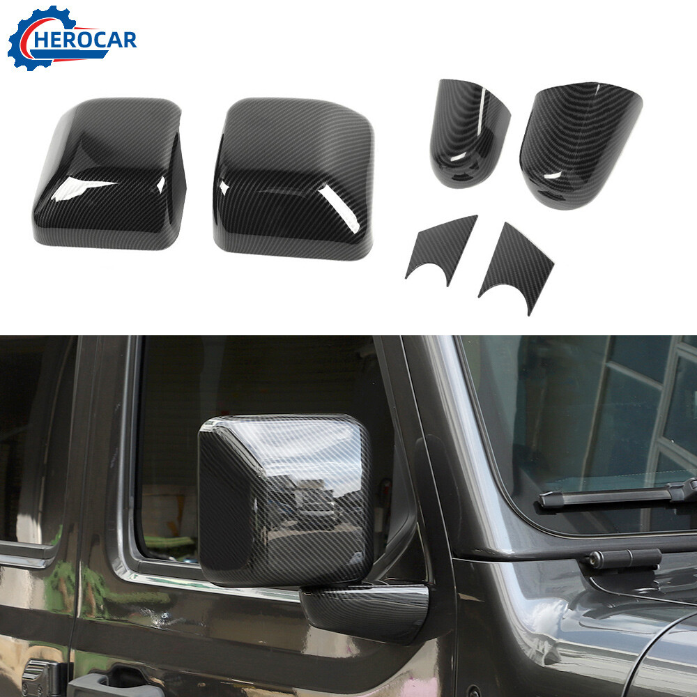 6* Side Rear View Mirror Full Cover Caps Shell Overlay Trim For Jeep Wrangler JL