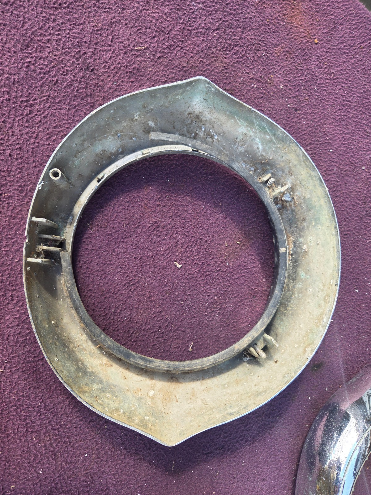 Pair 1957 Buick Roadmaster Century Skylark Headlight Bezels Doors ROUGH! Chrome