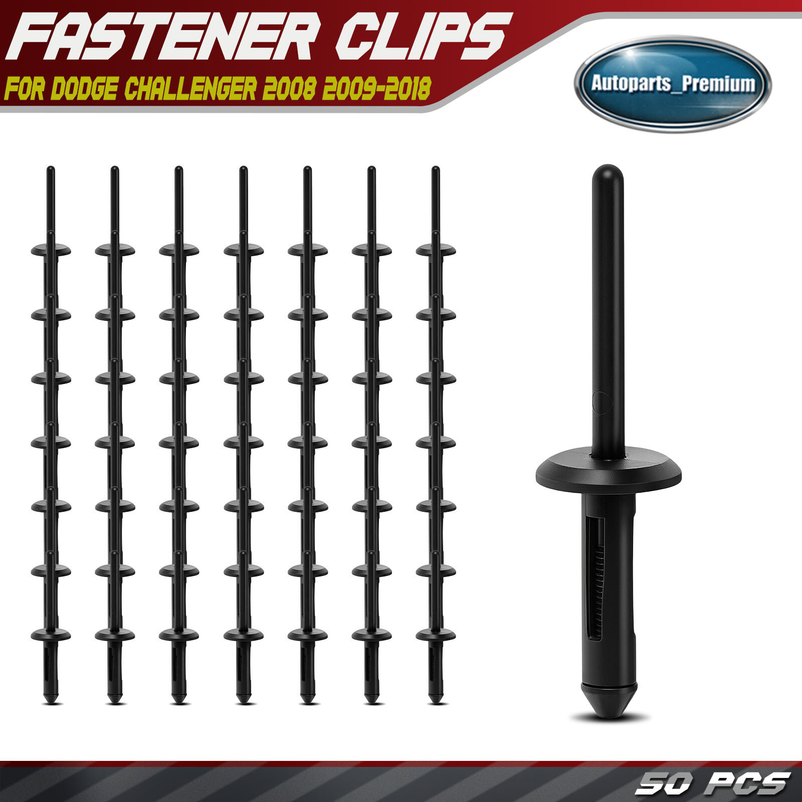 50Pcs 5.16mm Nylon Black Blind Rivets Bumper Clips Retainer for Dodge Challenger