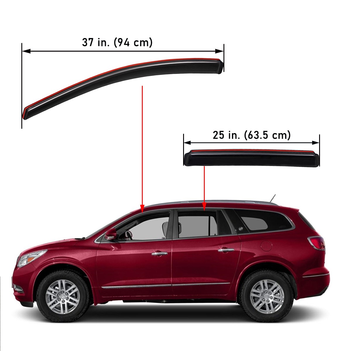 For 08-17 Buick Enclave In-Channel Sleek Smoke Rain Guard Window Visor Deflector