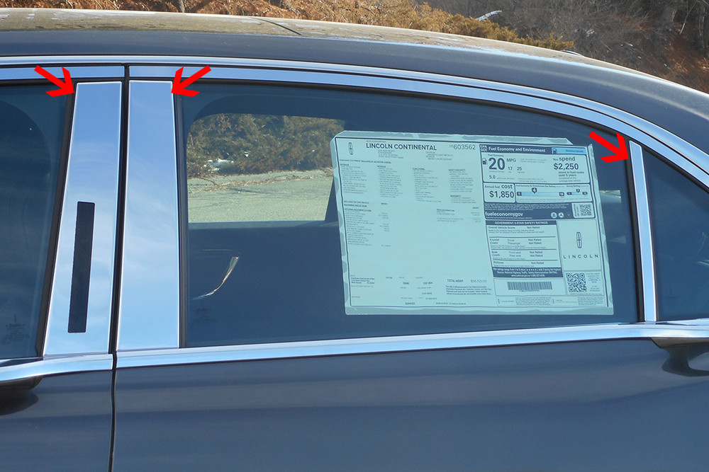 For 2017-2020 Continental Stainless Steel 6PC Chrome Pillar Post Window Trim