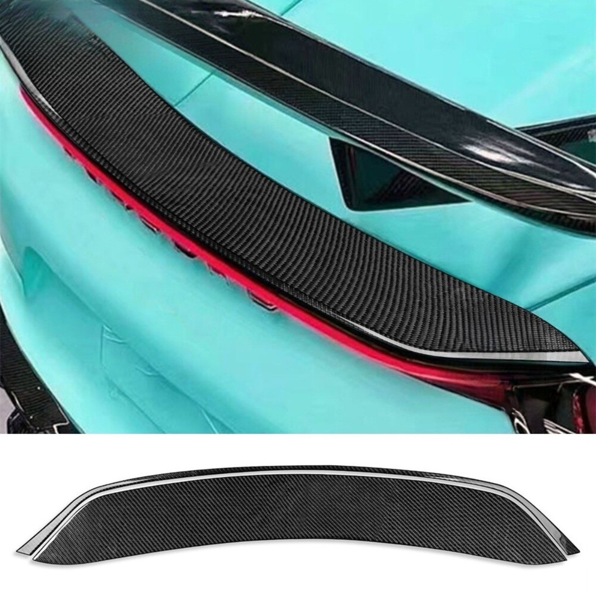 Carbon Fiber Rear Trunk Spoiler Wing Trim Fit Porsche 718 Boxster Cayman 16-22