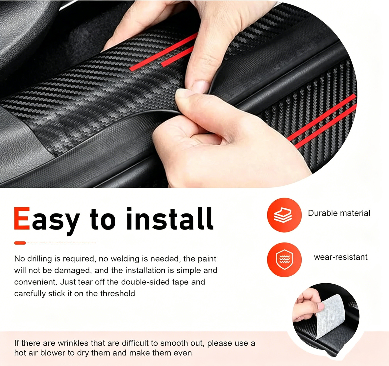 Customized For Honda 9Pcs Carbon Fiber Look Door Sill Trunk Threshold Protector
