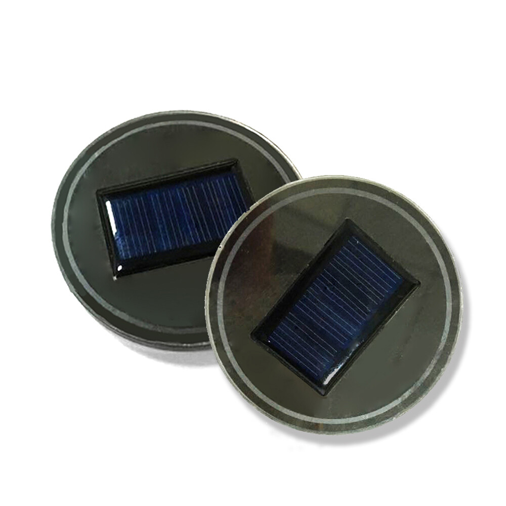 2PCS LED Solar Cup Pad Car Accessories Light Cover Interior Decoration Lights