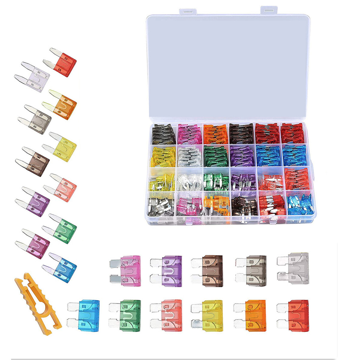 Automotive Standard & Mini Size Blade Fuses Assortment Kit For Car SUV Boat RV