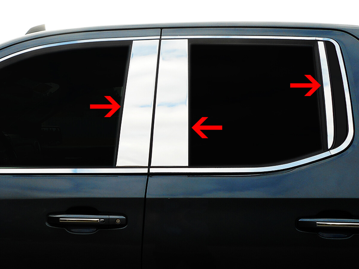 For 2019-2023 Silverado 1500 6PC Stainless Steel Chrome Pillar Post Window Trim