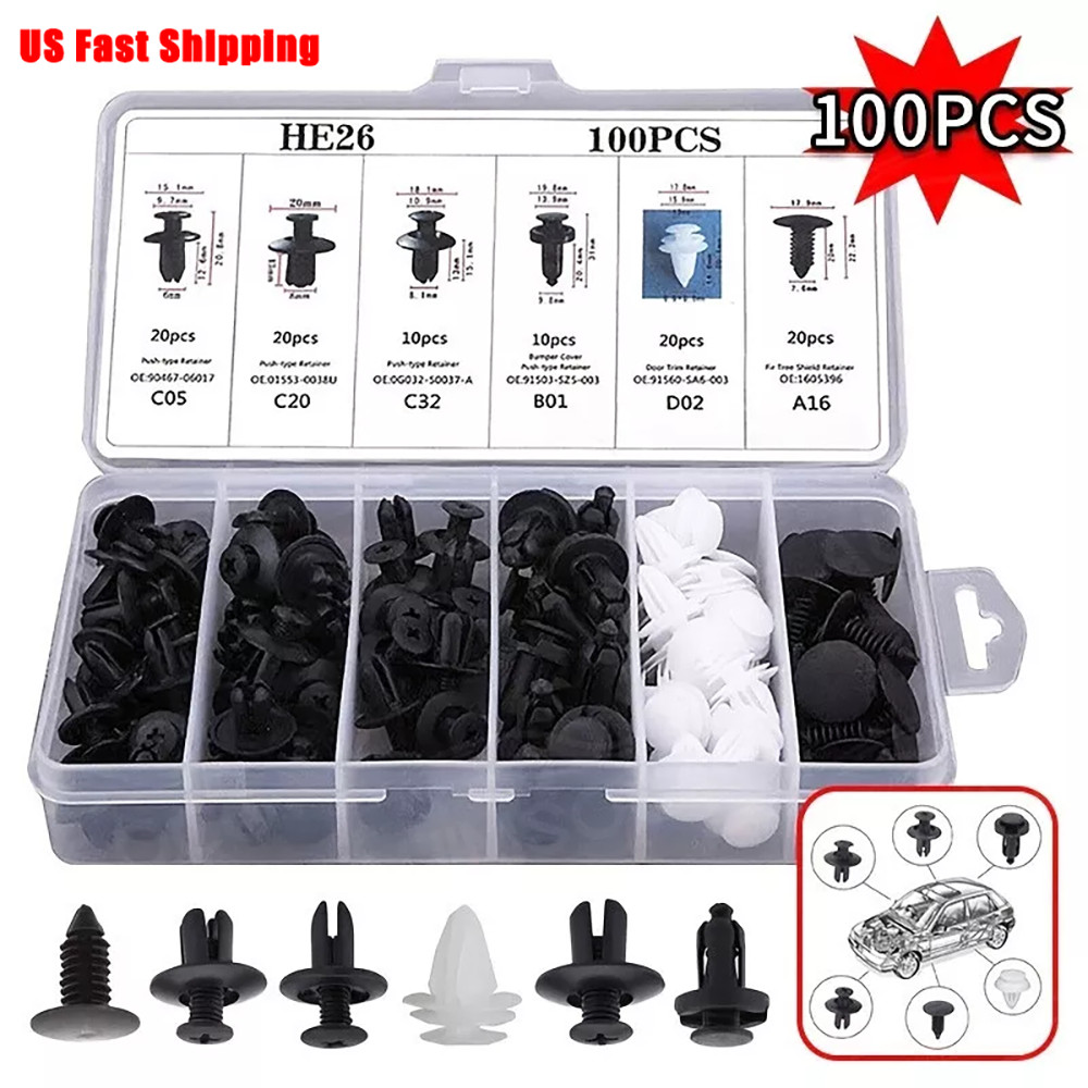 For Toyota CAR 100pcs/Set Bumper Fender Liner Push Type Retainer Clips Fastener