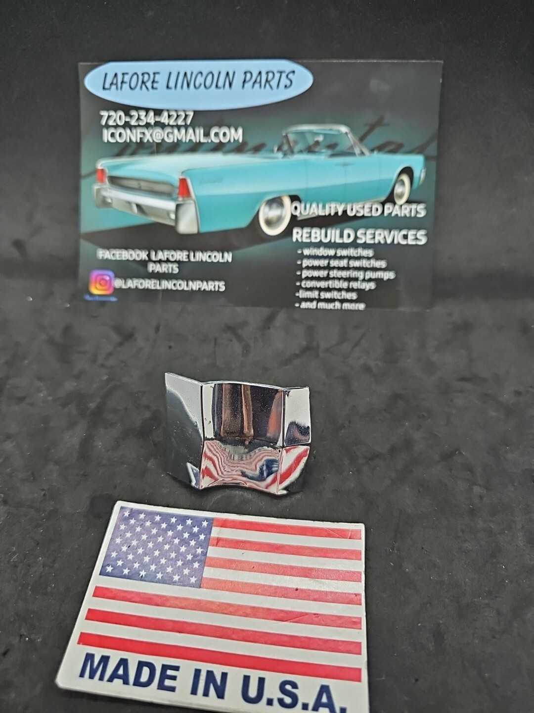 1962 LINCOLN GRILL TOP CENTER TRIM ONE YEAR ONLY. C2VB-8A340A