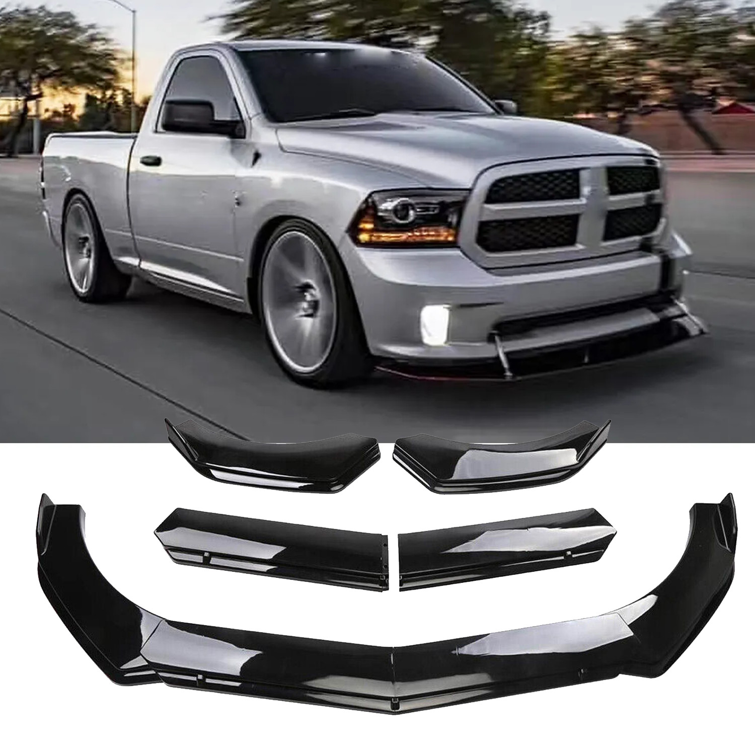For Dodge Ram 1ont Bum500 Gloss Black Frper Lip Splitter Black