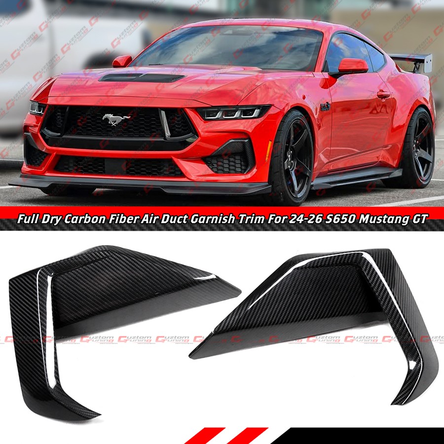 For 2024-27 Mustang S650 GT Full Carbon Fiber Front Air Duct Cover Garnish Trim