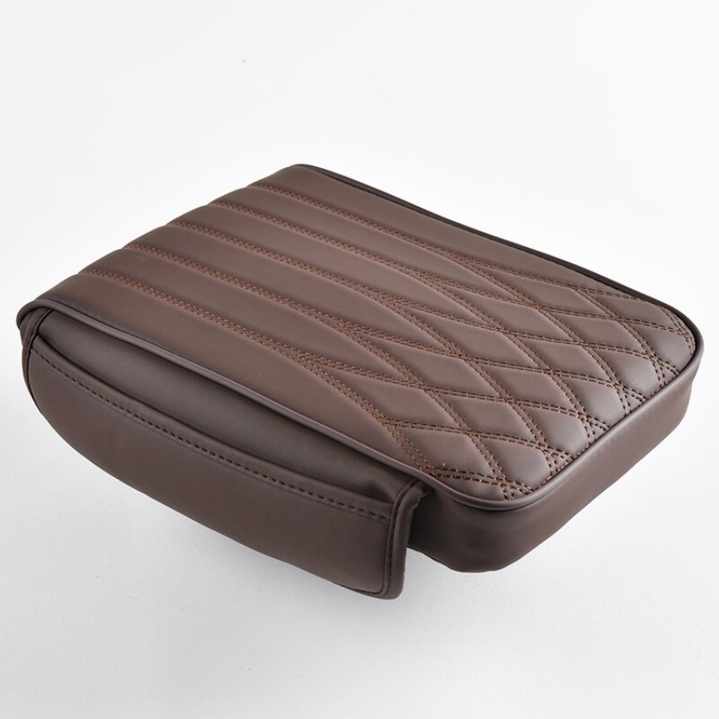 Car Armrest Cushion Leather Memory Foam Center Console Pad with Storage Pocket