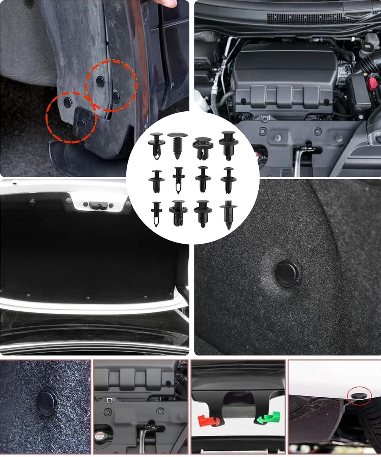 1295PCS Car Retainer Clips Door Panel Trim Fasteners Push Pin Rivet Bumper Kit