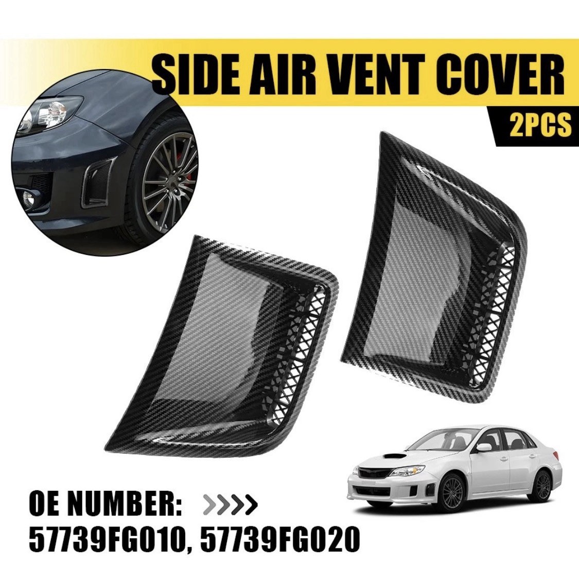 2PCS Bumper Side Air Vent Grill Covers – 2008-2014 Subaru Impreza WRX/WRX STI EH
