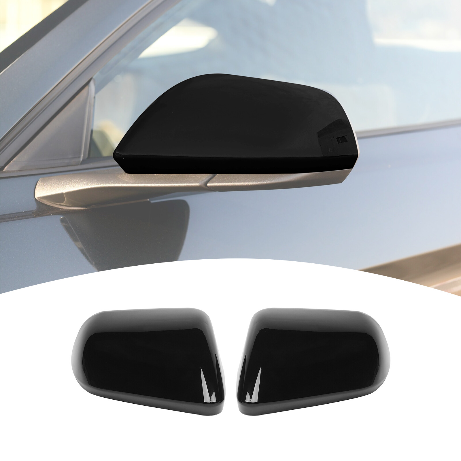 For 2015 2016 2017 2018-2022 Ford Mustang Black Rearview Side Mirror Cover Caps